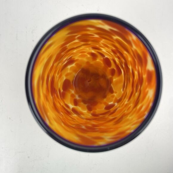 Damon MacNaught Blown Modern Art Glass Cylinder Vase Yellow Red Confetti Signed - Picture 8 of 9